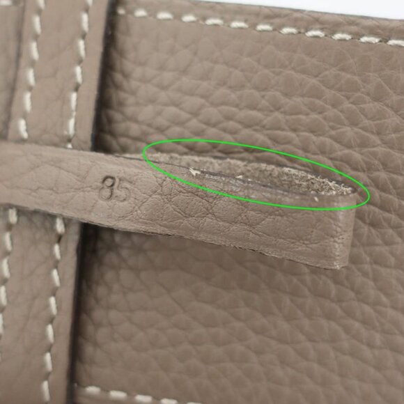 Hermes Belt Wide Beige Grey Silver Hardware Buckle Size 85 main image 4